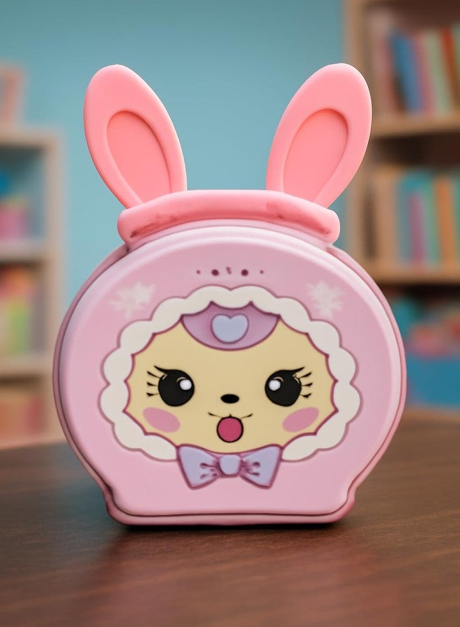 VRT Purple Bunny Piggy Bank, Cartoon Design Money Box with Bow (Pink) - Image 4